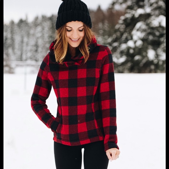 north face crescent hoodie buffalo plaid